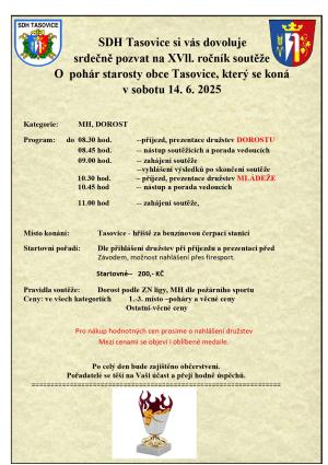 POZVÁNKA SDH O POHÁR STAROSTY OBCE TASOVICE 1